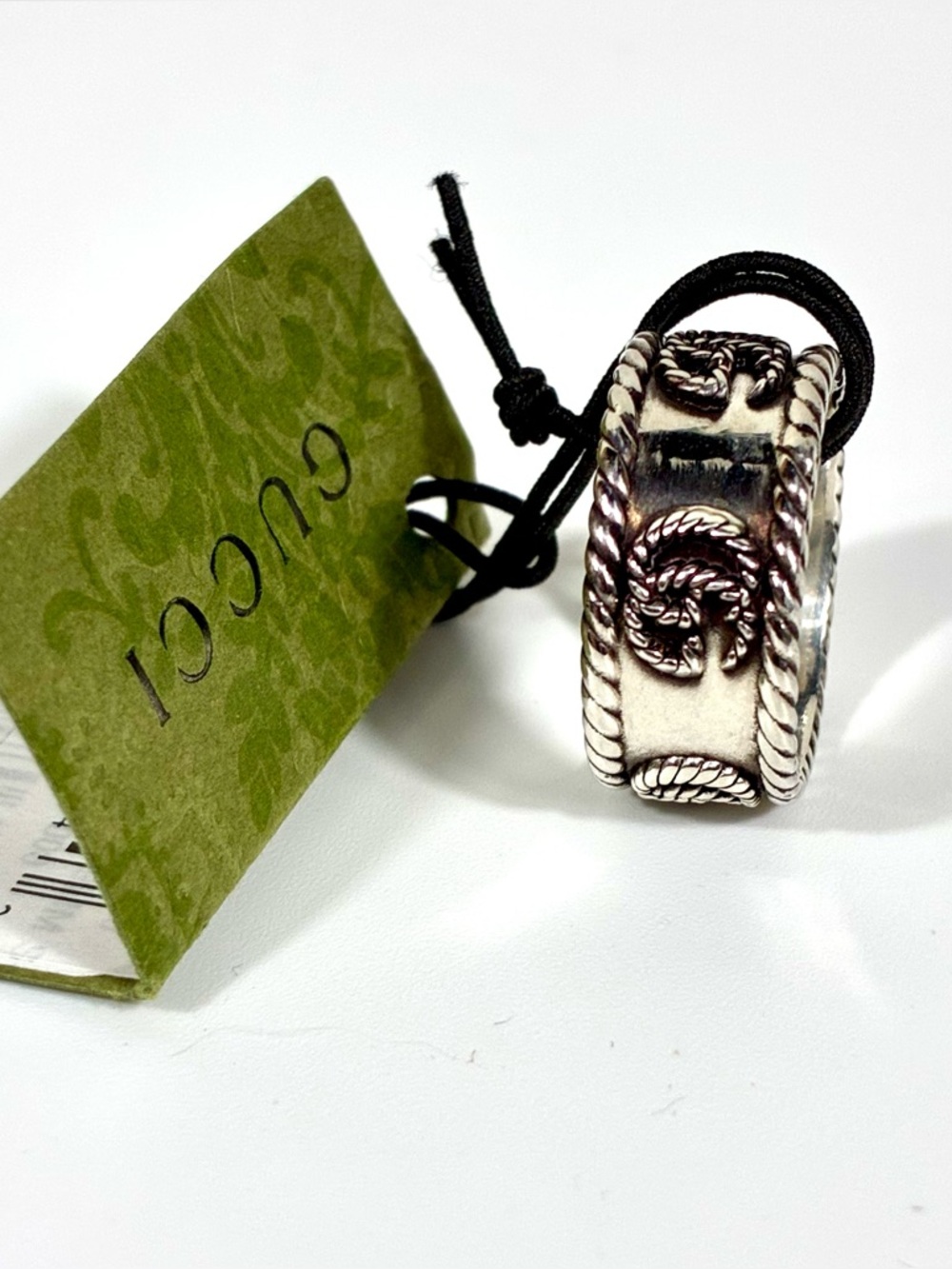 Gucci GG Marmont Band Wide 925 Ring Sterling Silver 6.75 14 NEW - Picture 14 of 17